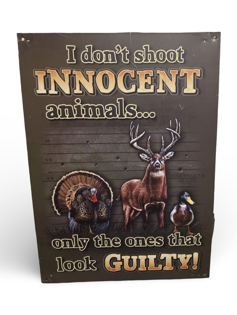 Buck Wear Hunting Metal Sign Deer Turkey Duck Man Cave Decor